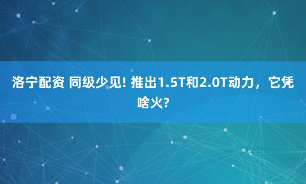 洛宁配资 同级少见! 推出1.5T和2.0T动力，它凭啥火?