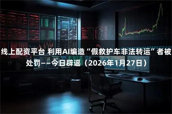 线上配资平台 利用AI编造“假救护车非法转运”者被处罚——今日辟谣（2026年1月27日）